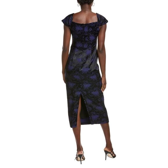 Aidan Mattox Womens Jacquard Midi Dress, Black - Picture 2 of 3